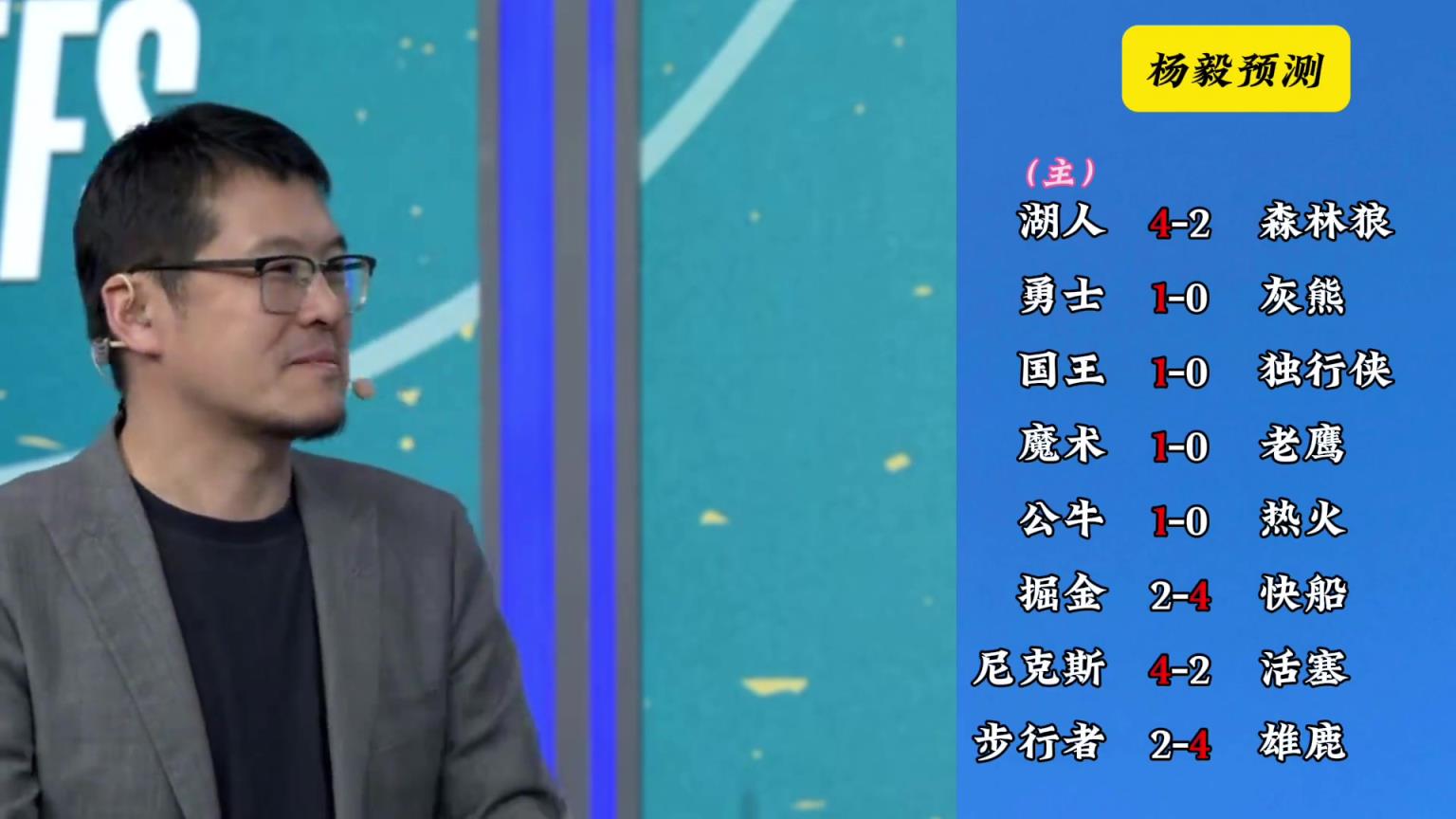 明燈來(lái)了！看看楊毅的季后賽預(yù)測(cè)：湖人4-2狼 快船4-2掘金